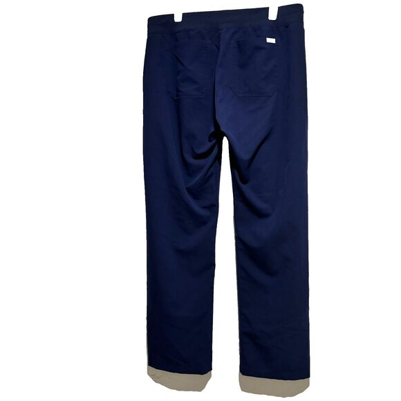 Figs Technical Collection Women's Scrubs Pants Blue Large Solid Logo Mid-Rise - Picture 2 of 8